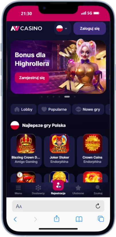 Aplikacja kasyna NV na iPhone'a