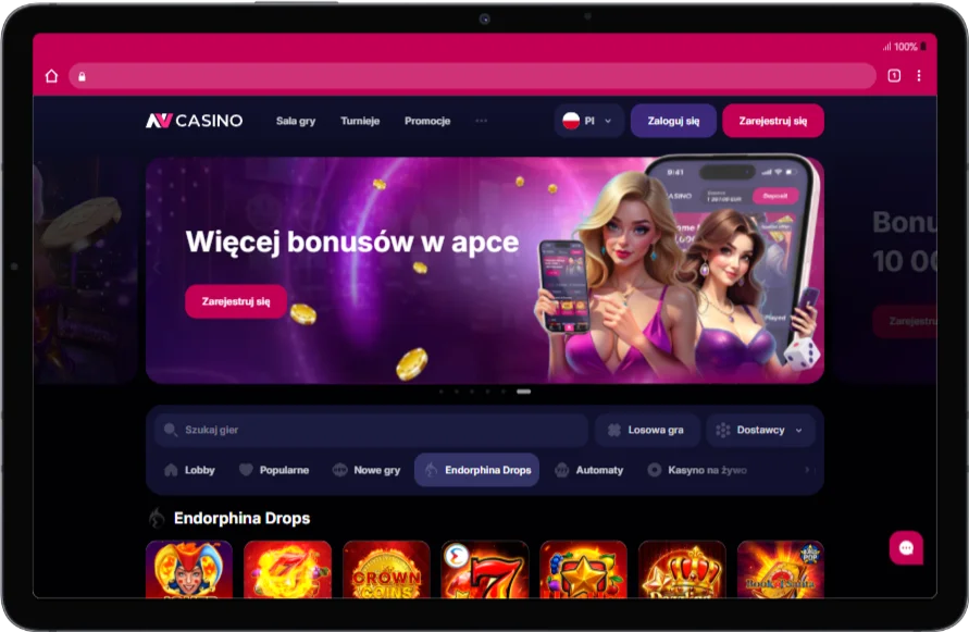 interfejs aplikacji kasyna