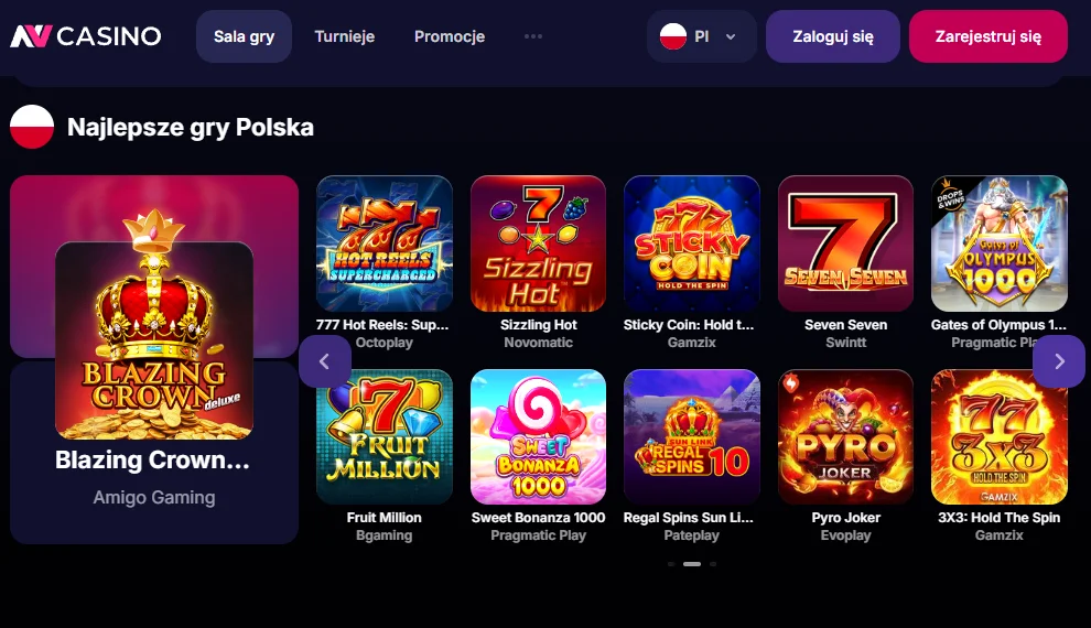 recenzja strony internetowej NVcasino
